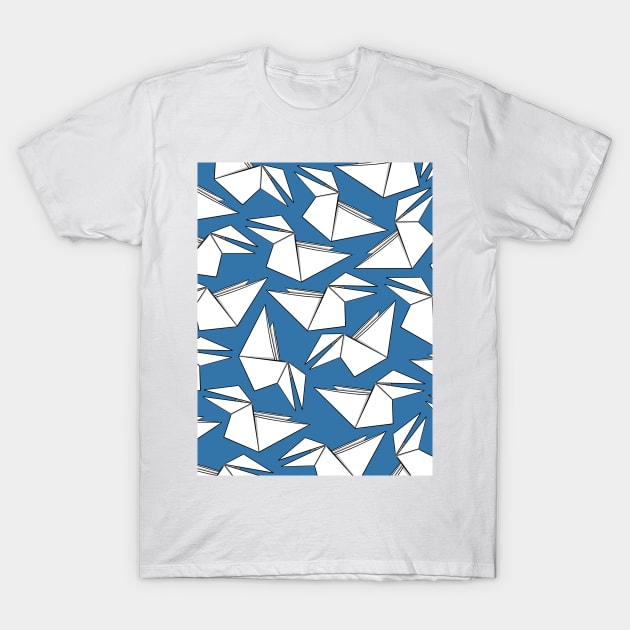 Origami Crow Blue T-Shirt by Sketchbook ni Abi